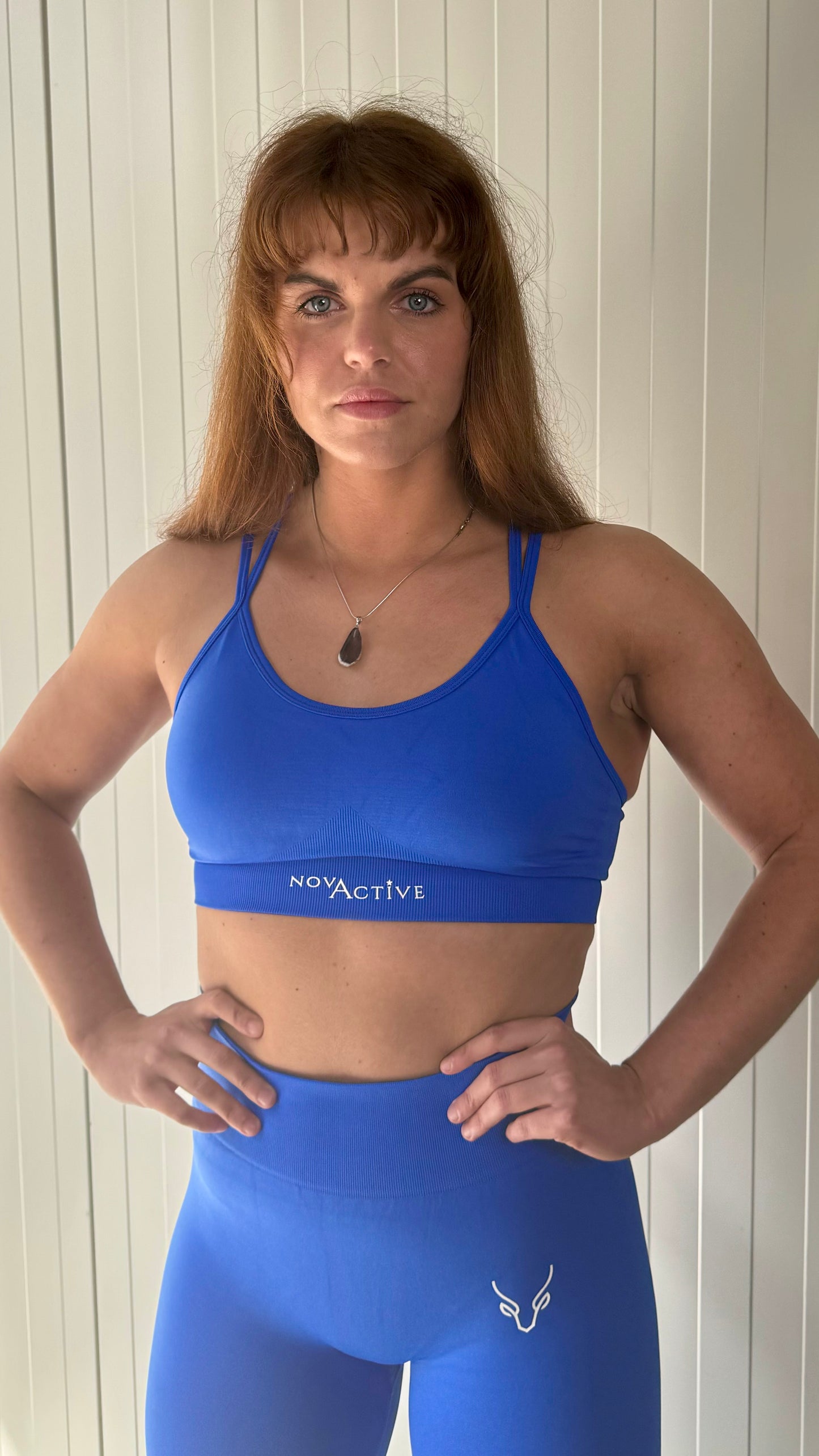 Strappy back bra blue