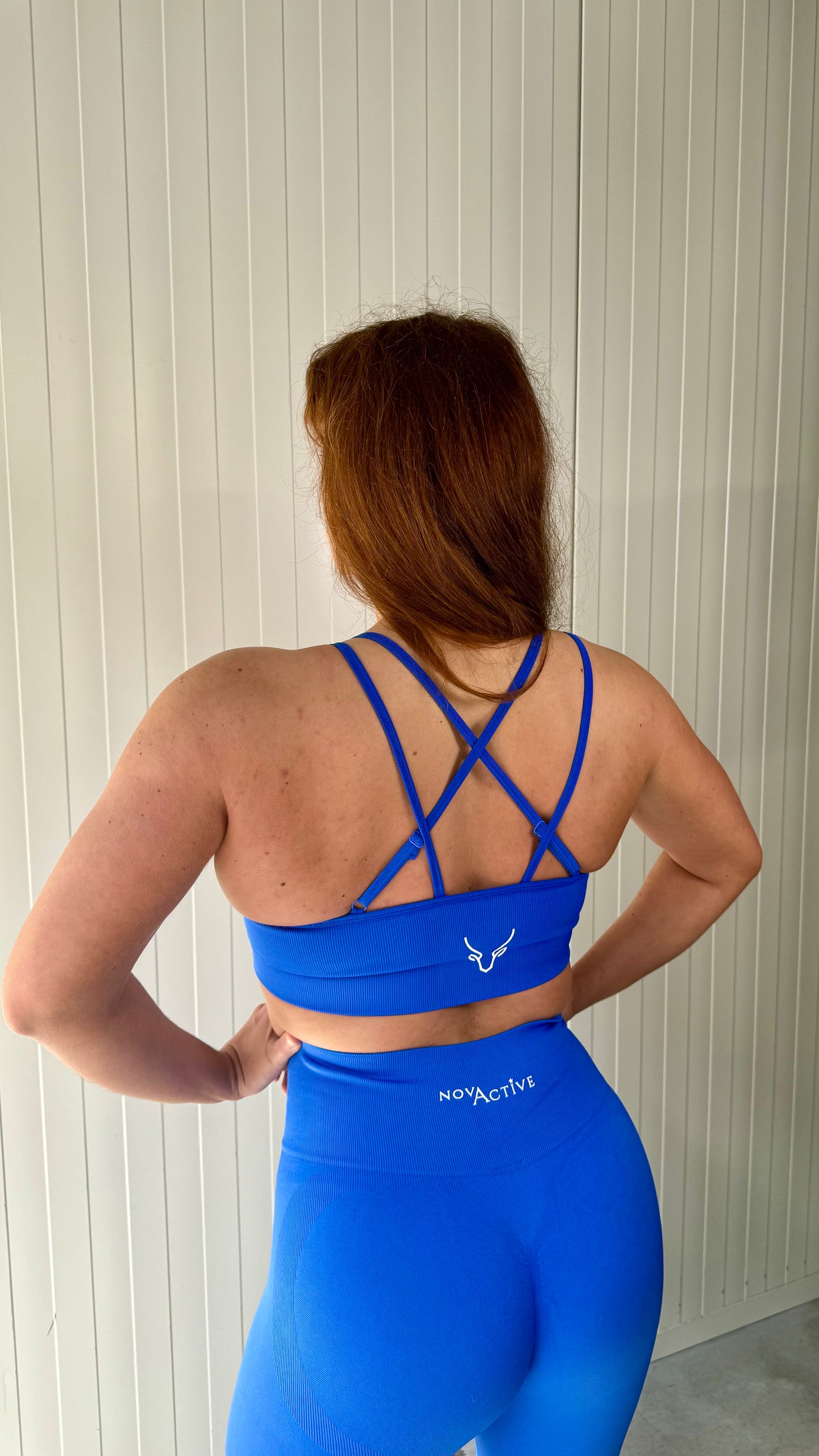 Strappy back bra blue