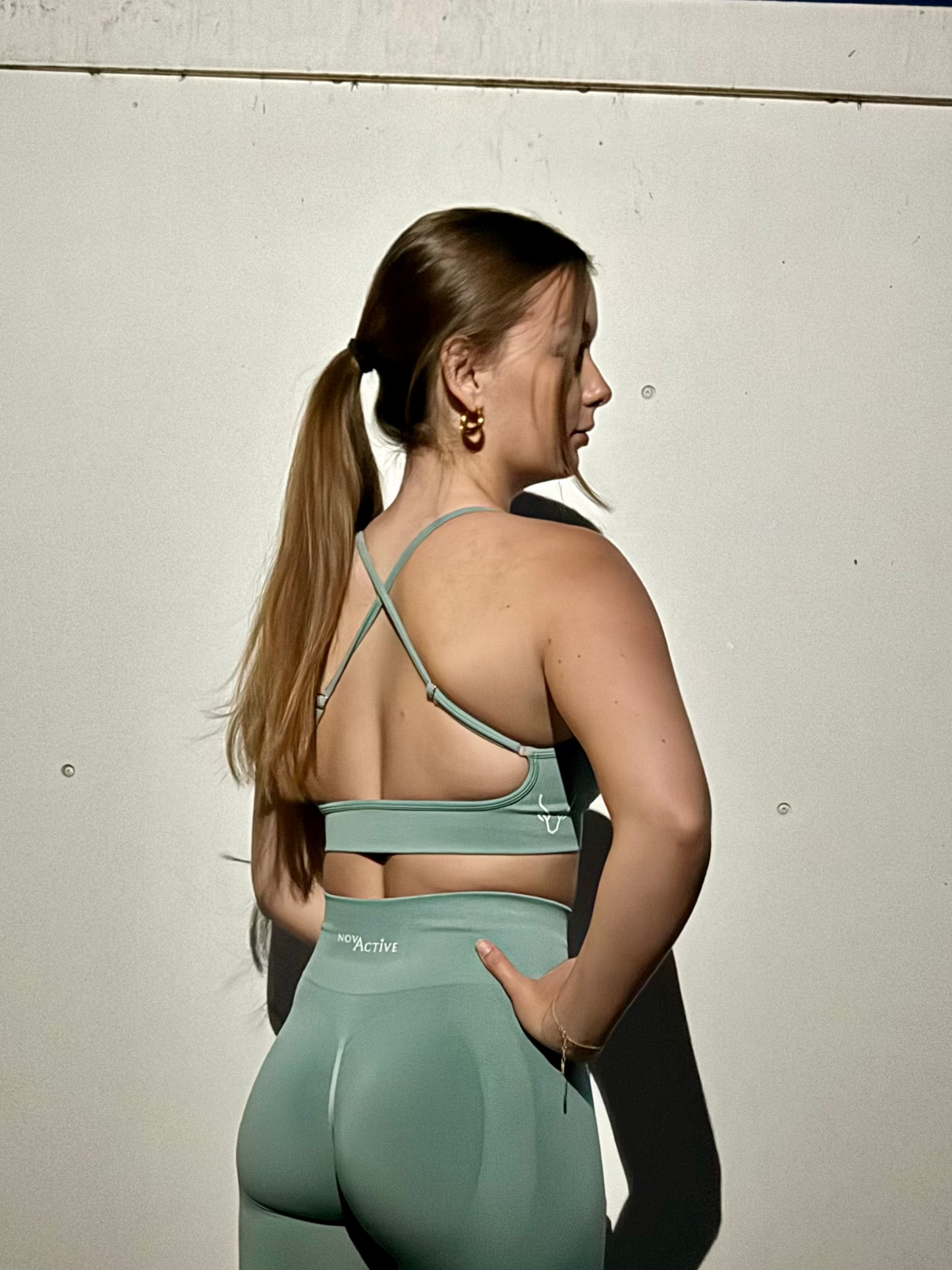 Cross back bra green